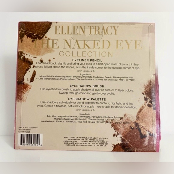 NWT Ellen Tracy The Naked Eye Collection Palette with Eyeliner and Makeup Brush - Picture 2 of 5